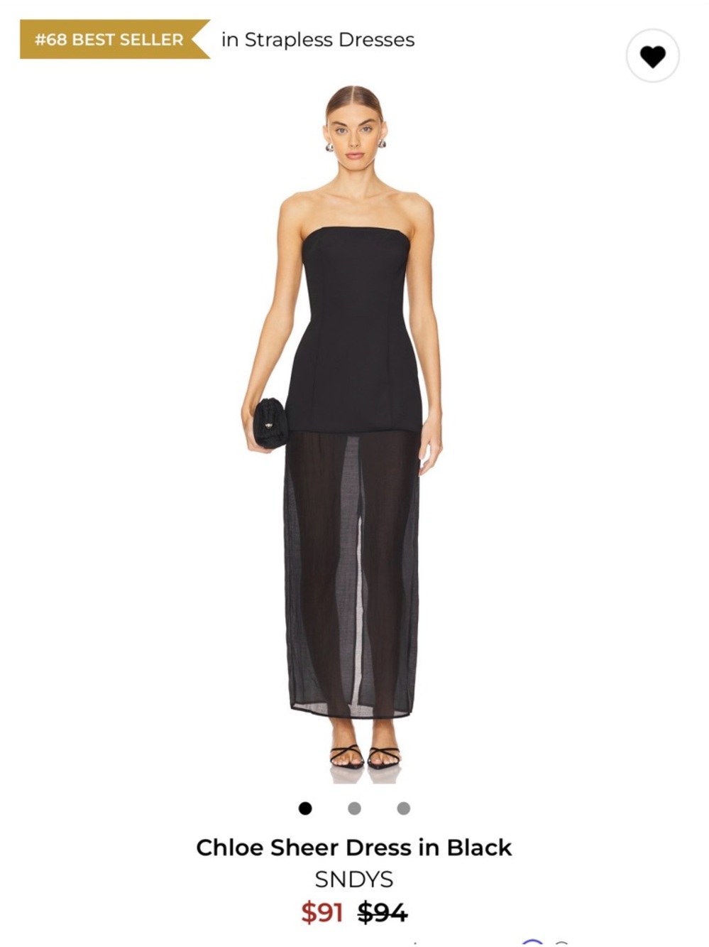 REVOLVE Chloe Strapless Sheer Maxi Dress — Black